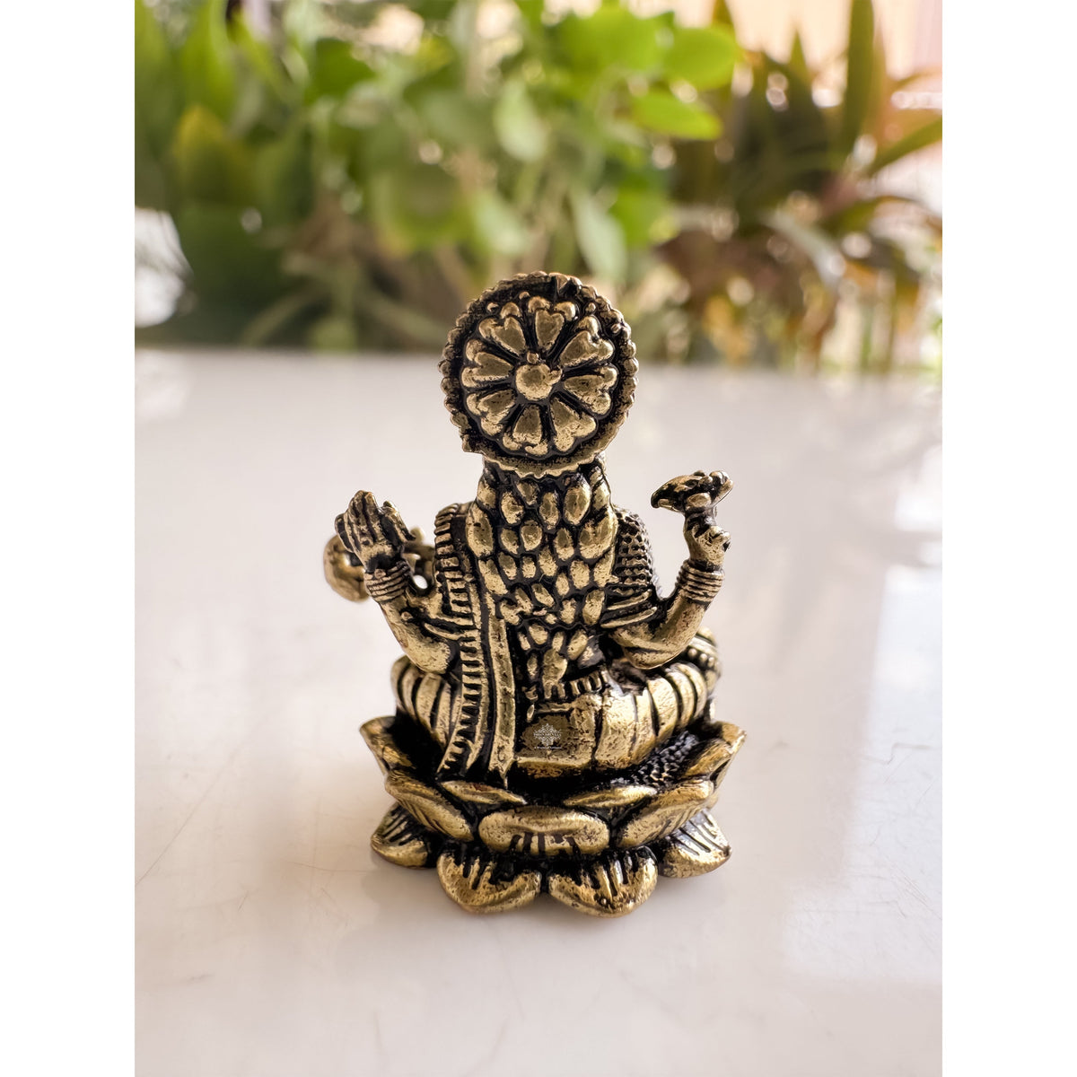 Pure Brass Miniature Saraswati Ji Murti Sitting On Lotus - 2.54 cm