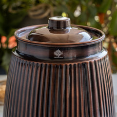 Copper Antique Brass Finish Barrel Design Water Pot 7000 ML with Tap & Lid