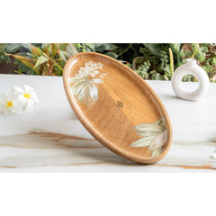 Wooden pluneria Flower Design Tray- Oval Shape