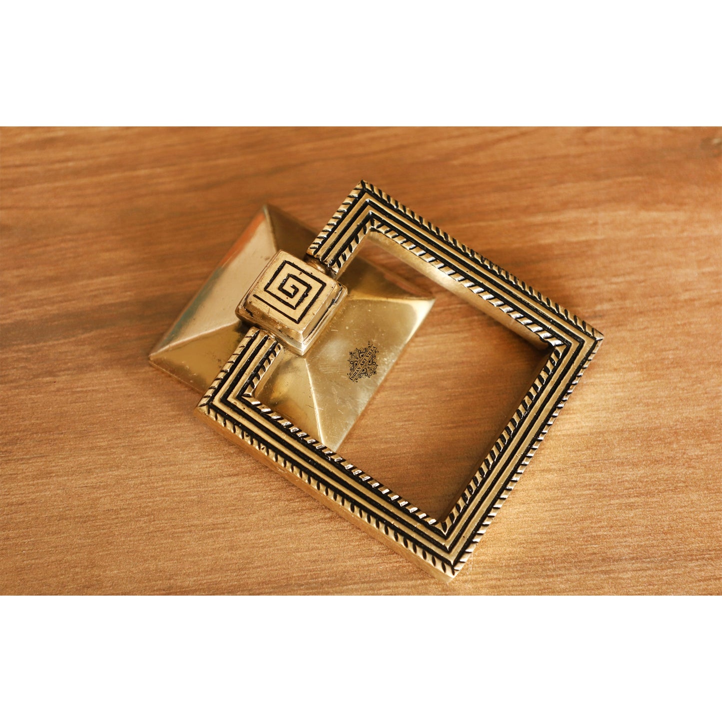 Pure Brass Door Knob With Square Design & Antique Touch, Decor Item For Home, Hotel & Restaurants, Size- 6x11.43 cm