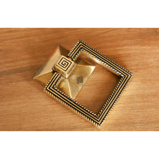 Pure Brass Door Knob With Square Design & Antique Touch, Decor Item For Home, Hotel & Restaurants, Size- 6x11.43 cm