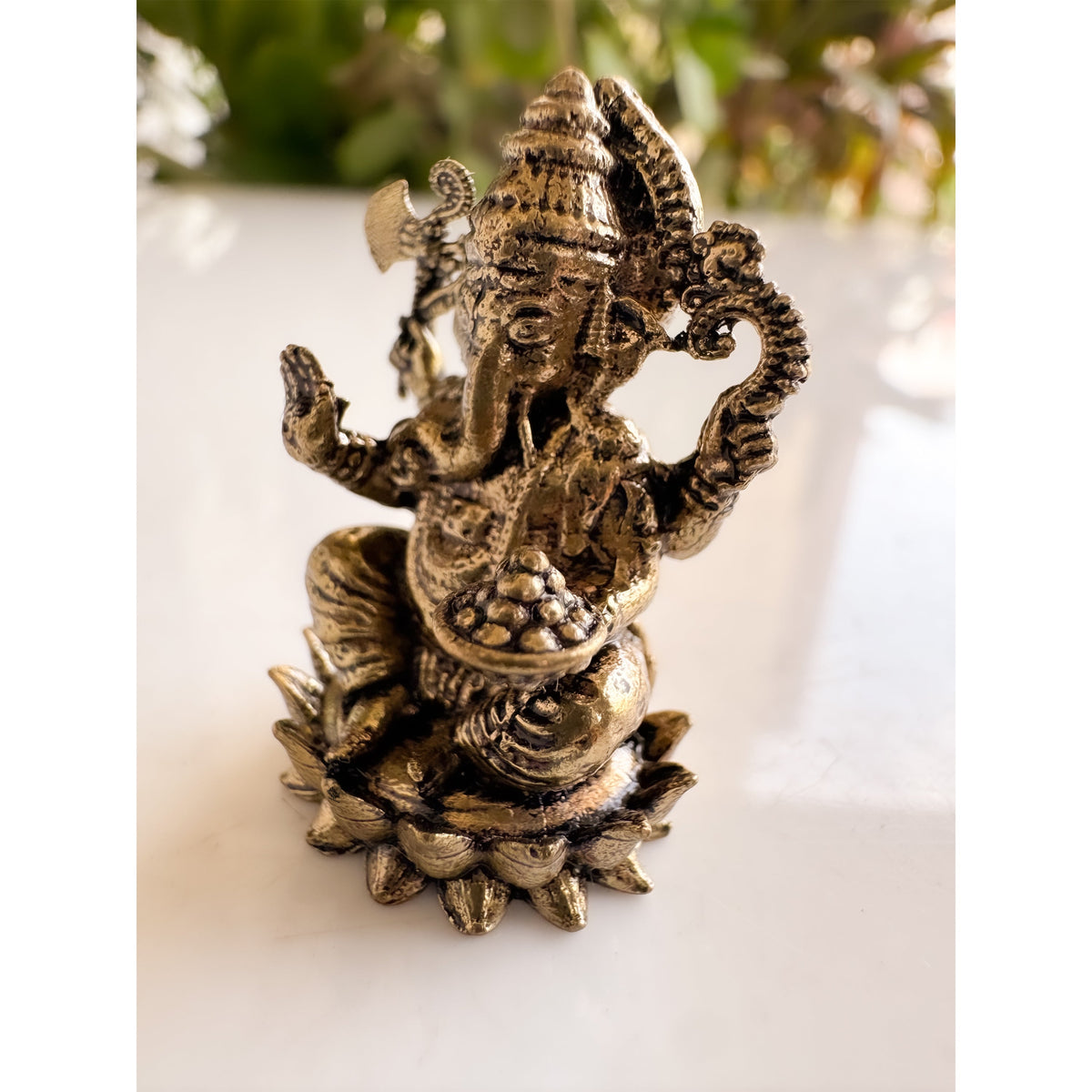 Pure Brass Miniature Ganesh Ji Murti Sitting On Lotus - 3.18 cm
