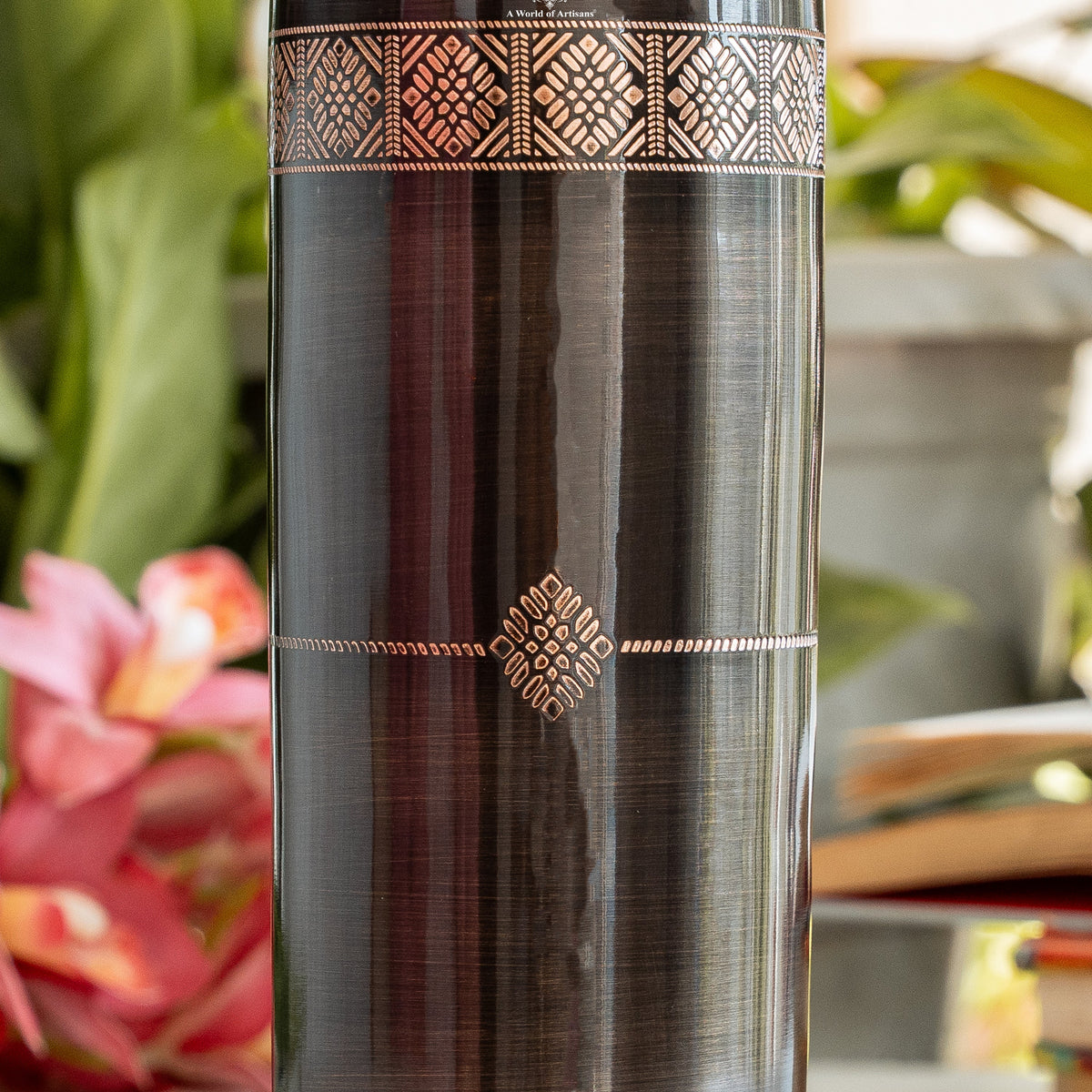 Pure Copper Drinkware Gift Set With Embossed Design