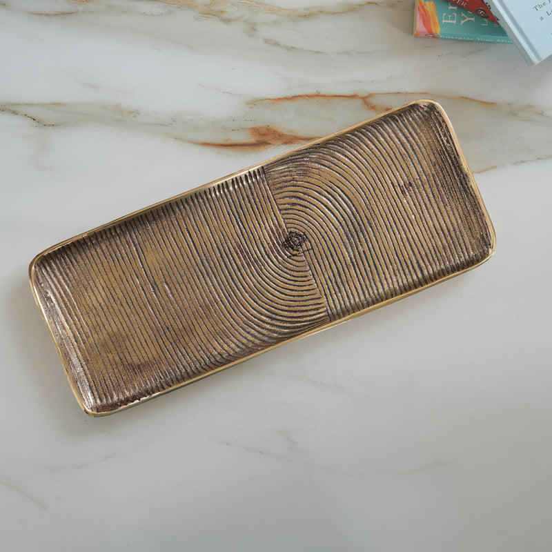 Brass Finish Handmade Tray 17.8 Inches