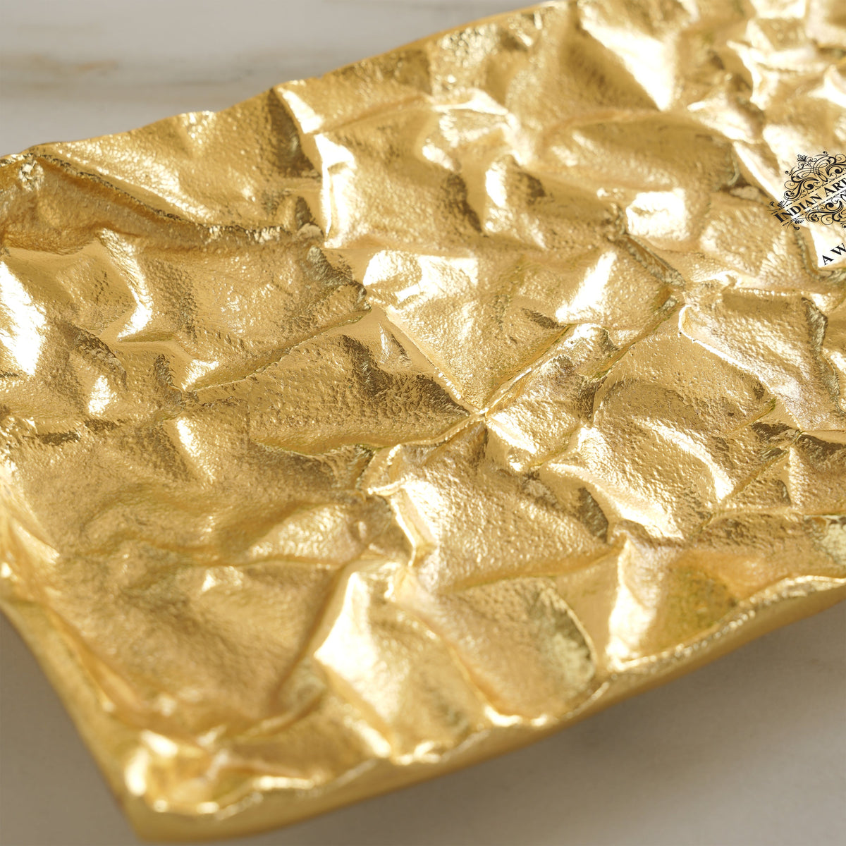 Brass Finish Antique Rough Finish Tray 14.3 Inches