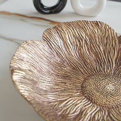 Brass Finish Sunflower Design Tray 13.5 Inches