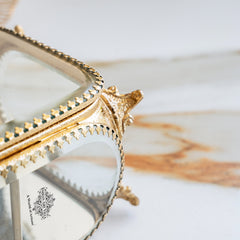 Brass & Glass Embossed Mini Almirah, 3.8 Inch Decorative Box for Home Decor & Gifting
