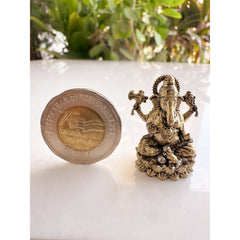 Pure Brass Miniature Ganesh Ji Murti Sitting On Lotus - 3.3 cm