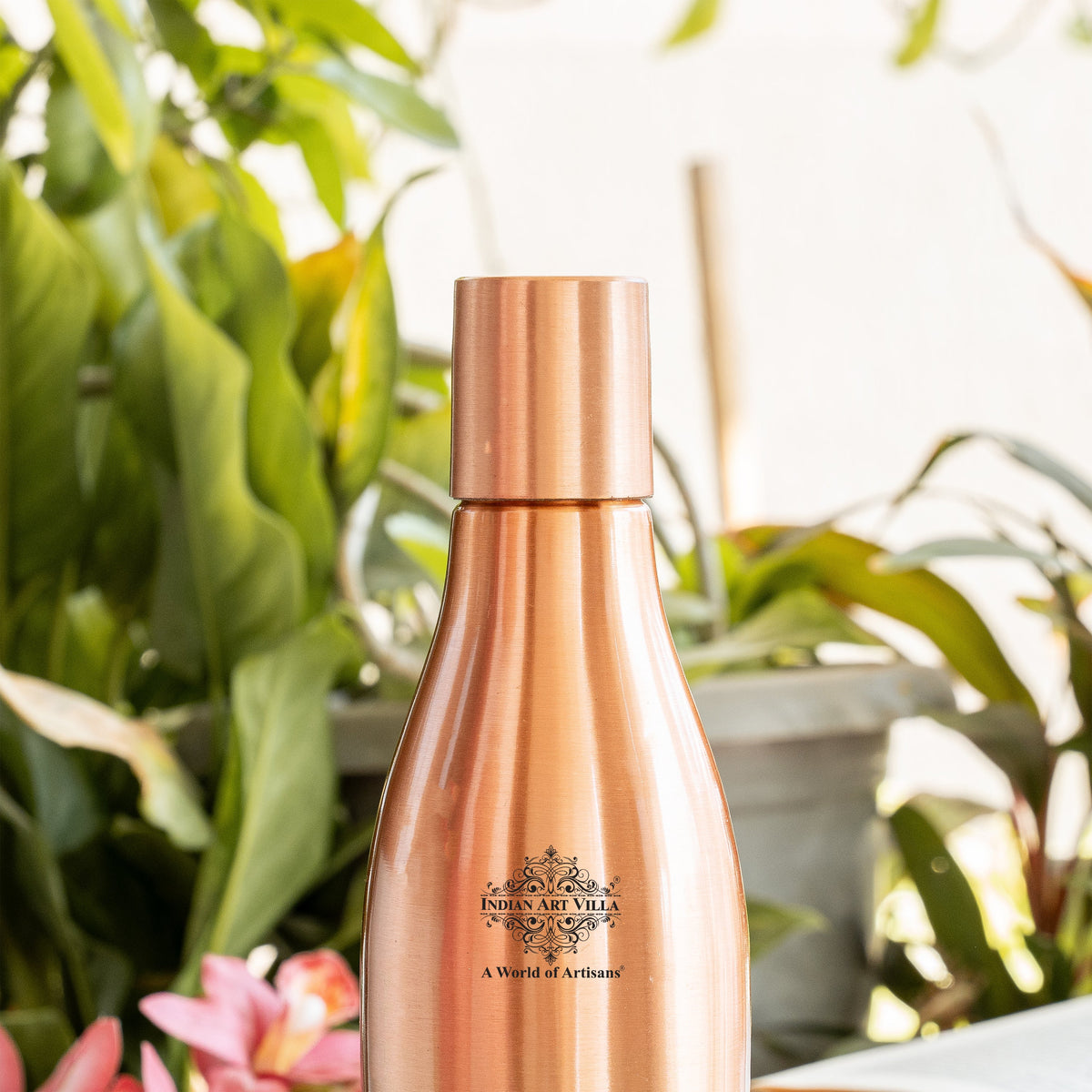 Pure Copper Bottle - Half Embossed Authentic Design