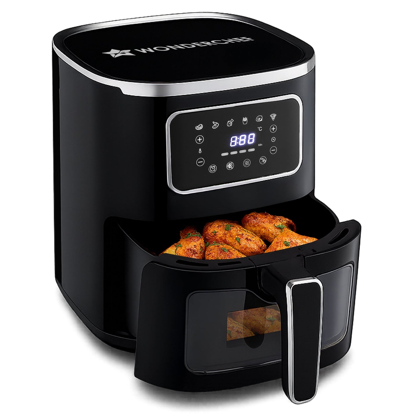 Platinum Plus Digital Air Fryer | 5L With Window & Light | Fry, Bake, Grill, Roast | 7 Pre-set Options | French Fries, Tikkis, Grilled Veggies, Muffins | Non-stick Basket | 2 Year Warranty
