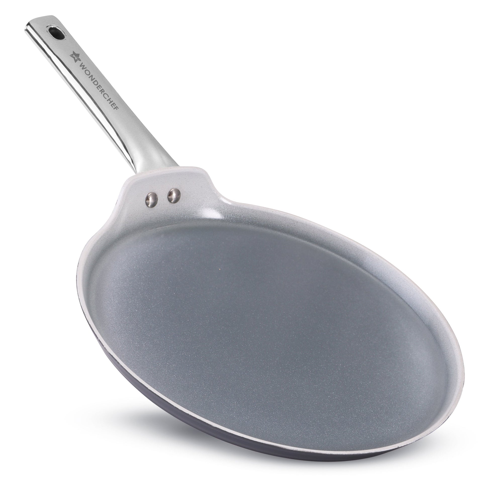 Eco-Glide Dosa Tawa | Chemical-free Ceramic Coating | 28cm | Healthy, Low Oil Meals | Scratch-resistant | Stainless-steel Handle | Gas & Induction Compatible | Grey | Easy to Clean
