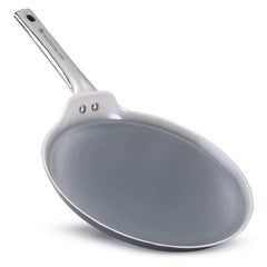 Eco-Glide Dosa Tawa | Chemical-free Ceramic Coating | 28cm | Healthy, Low Oil Meals | Scratch-resistant | Stainless-steel Handle | Gas & Induction Compatible | Grey | Easy to Clean