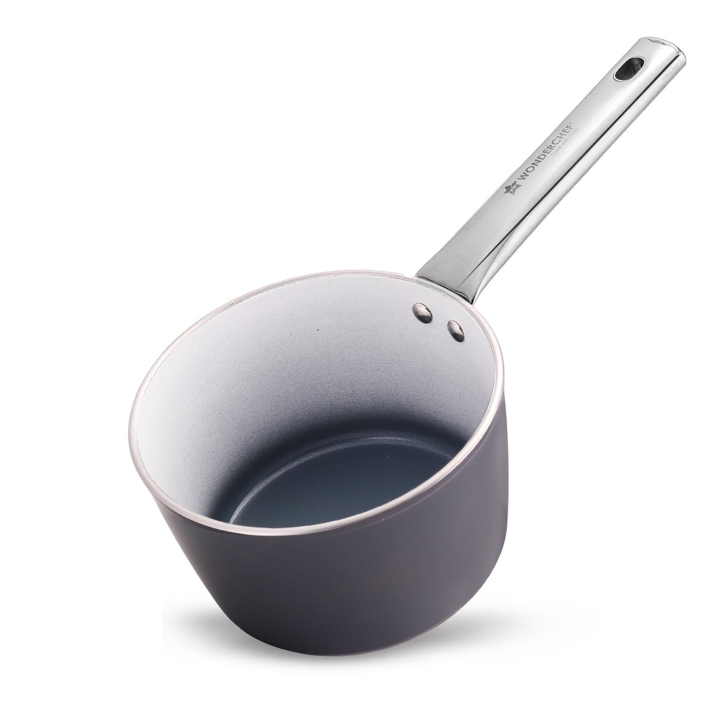 Eco-Glide Saucepan | Chemical-free Ceramic Coating | 16cm, 1.75L | Healthy, Low Oil Meals | Scratch-resistant | Stainless-steel Handle | Gas & Induction Compatible | Grey | Easy to Clean