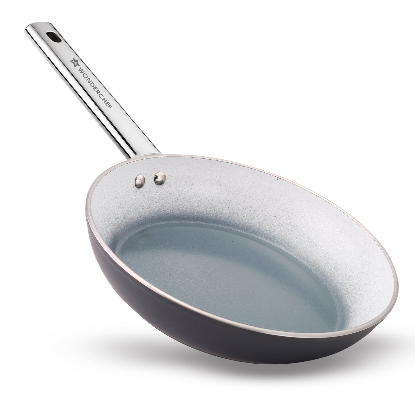 Eco-Glide Fry Pan | | Chemical-free Ceramic Coating | 24cm, 1.8L | Healthy, Low Oil Meals | Scratch-resistant | Stainless-steel Handle | Gas & Induction Compatible | Grey | Easy to Clean