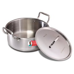 Wonderchef Stella Triply Stainless Steel Casserole with Lid | 24 cm, 4.5 Litres | Compatible with Gas Stove, Induction, 