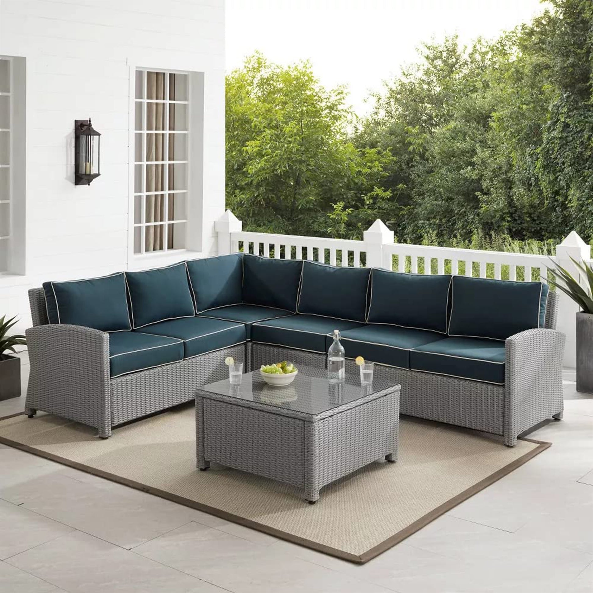 Estio  Outdoor Patio Sofa Set 4 Seater and 1 Table With 1 Ottoman Set