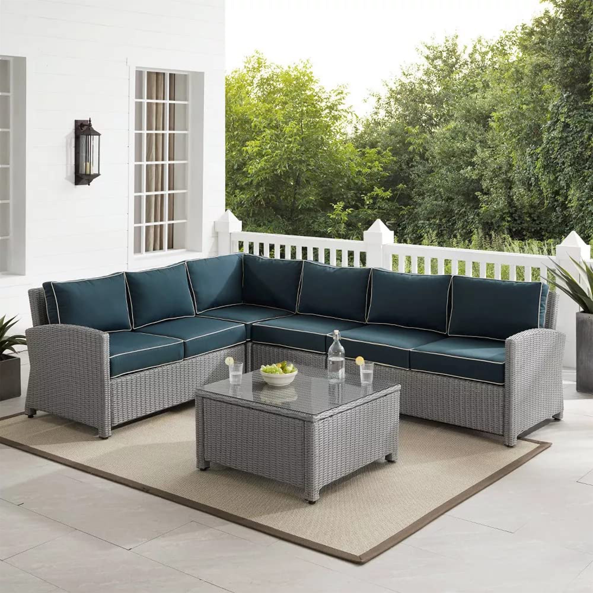 Estio  Outdoor Patio Sofa Set 4 Seater and 1 Table With 1 Ottoman Set