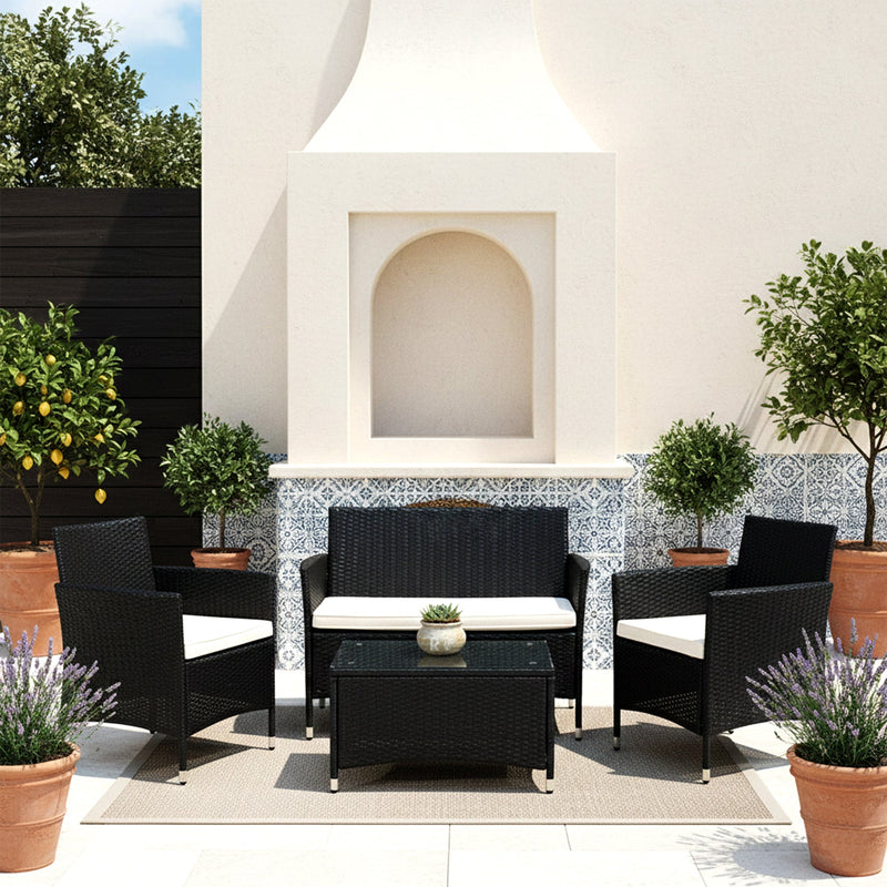 Unico Outdoor Sofa Set 2 Seater , 2 Single seater and 1 Center Table Set (Black)