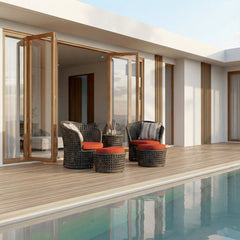 Sinato Outdoor Sofa Set  2 Single seater with 2 ottoman and 1 Center Table (Brown)