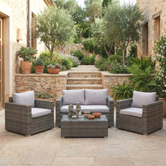 Roros Outdoor Sofa Set 2 Seater, 2 Single seater and 1 Center Table Set (Grey)