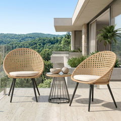 Hell Outdoor Patio Seating Set 2 Chairs and 1 Table Set (Tan + White)