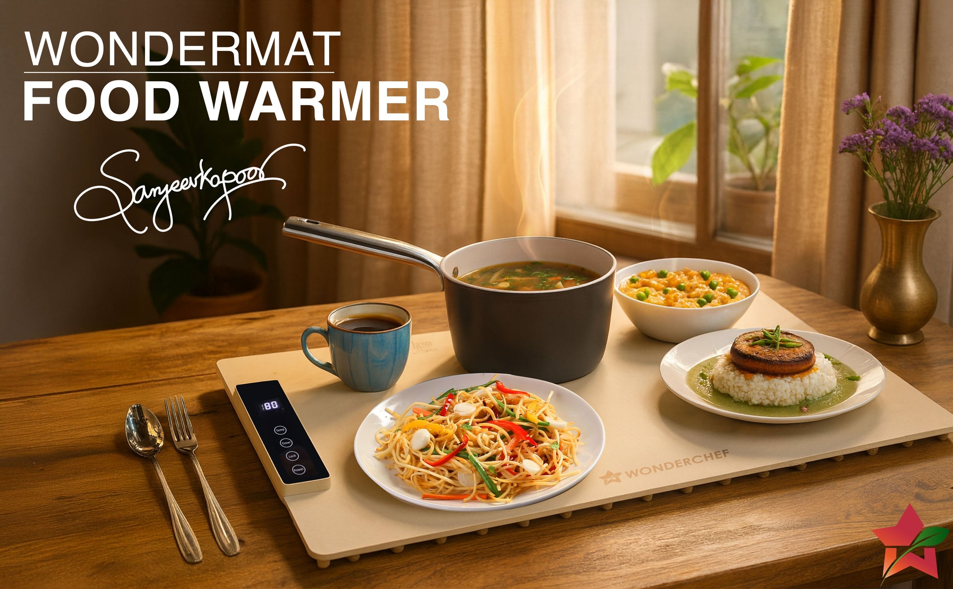 WonderMat Food Warming Mat, Food-Grade Silicone, for Warming Cast-iron/Stainless-steel/Ceramic/Glass/Enamelware, Warms Soup Bowls, Lunch Boxes, Baby Food, Beverages, Rollable, 2-Yr Warranty