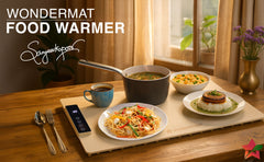 WonderMat Food Warming Mat, Food-Grade Silicone, for Warming Cast-iron/Stainless-steel/Ceramic/Glass/Enamelware, Warms Soup Bowls, Lunch Boxes, Baby Food, Beverages, Rollable, 2-Yr Warranty