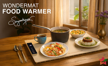 WonderMat Food Warming Mat, Food-Grade Silicone, for Warming Cast-iron/Stainless-steel/Ceramic/Glass/Enamelware, Warms Soup Bowls, Lunch Boxes, Baby Food, Beverages, Rollable, 2-Yr Warranty