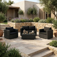 Gracia Outdoor Sofa Set 2 Seater, 2 Single seater and 1 Center Table (Black)