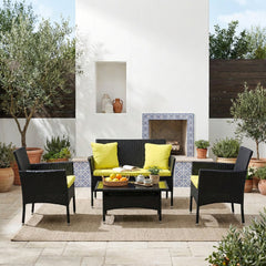 Hamper Outdoor Sofa Set 2 Seater , 2 Single seater and 1 Center Table Set (Black)