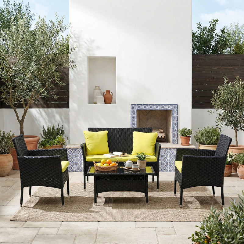 Hamper Outdoor Sofa Set 2 Seater , 2 Single seater and 1 Center Table Set (Black)