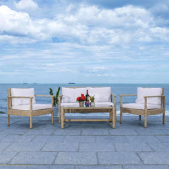Mesa Outdoor Garden Balcony Sofa Set 2 Seater , 2 Single Seater 1 Center Table Set (Cream)