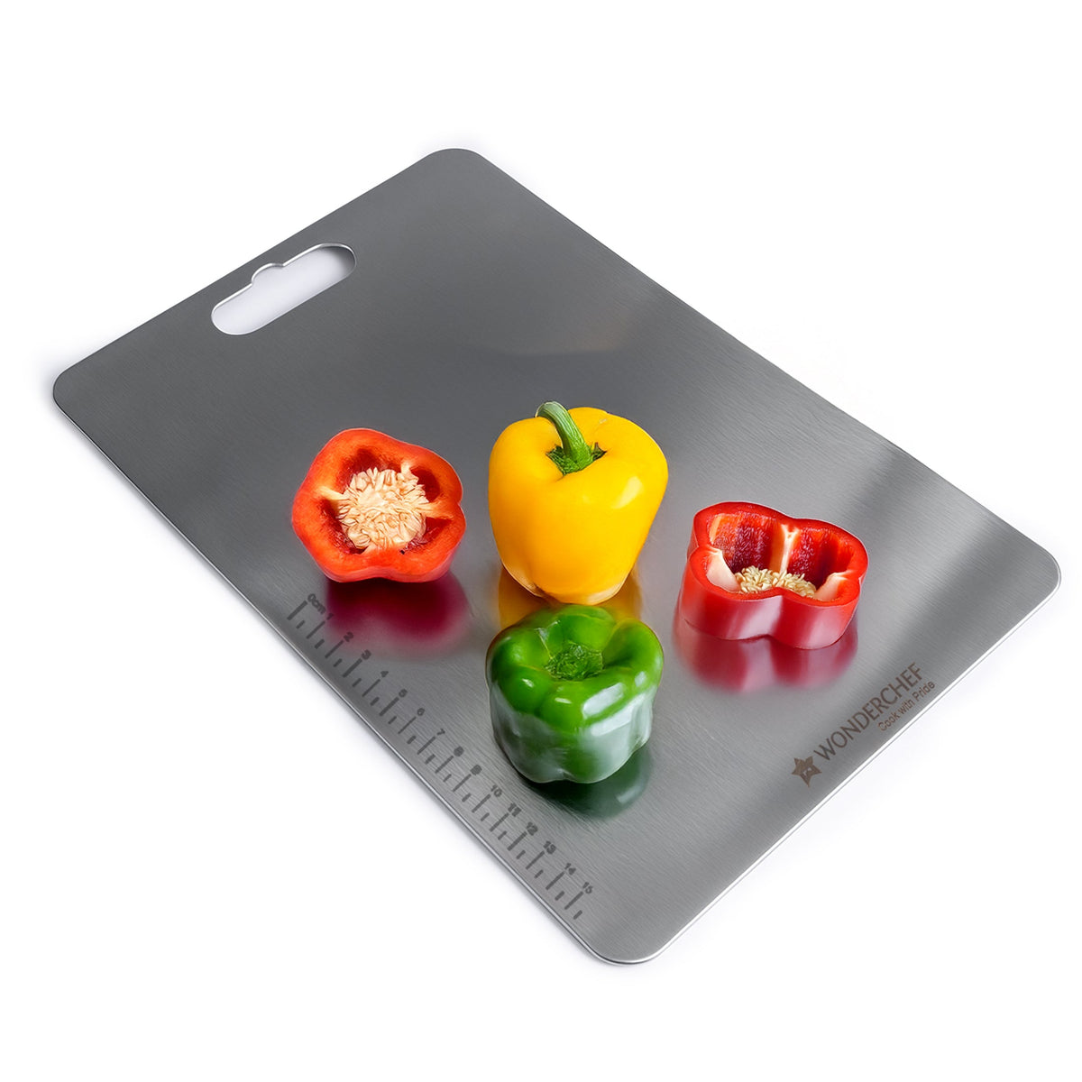 Wonderchef Ambrosia Stainless-steel Vegetable Chopping Board for Kitchen | Heavy-duty Material | Crack and Warp Resistan