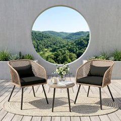 Seidel Outdoor Patio Seating Set 2 Chairs and 1 table Set (Tan)