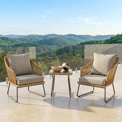 Minto Outdoor Patio Seating Set 2 Chairs and 1 table Set (Tan)