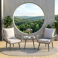 Zelda Outdoor Patio Seating Set 2 Chairs and 1 Table Set (Grey)