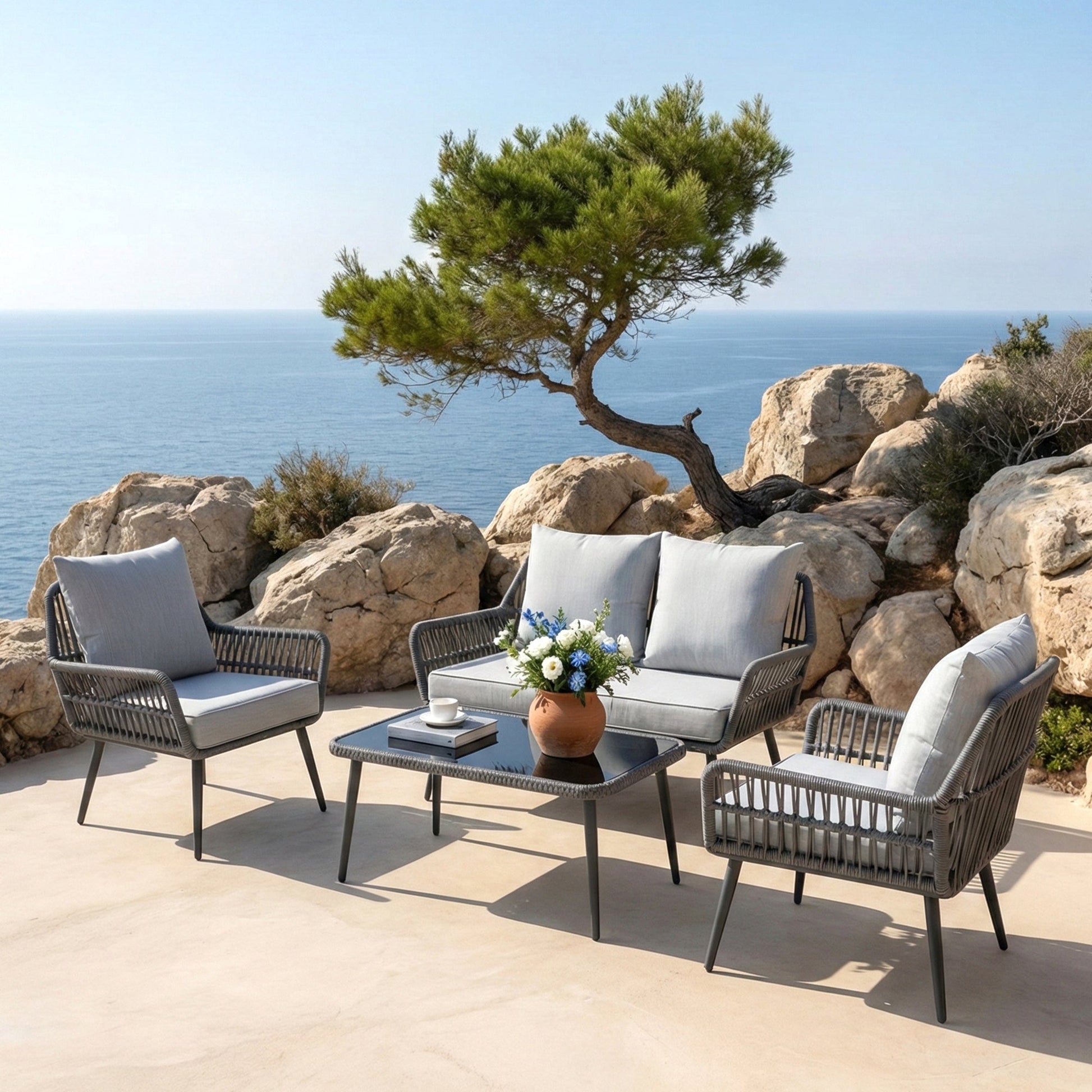 Alveré Outdoor Sofa Set 2 Seater, 2 Single seater and 1 Center Table