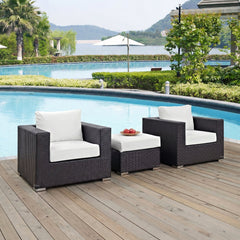 Cotta Outdoor Sofa Set 2 Single seater and 1 Ottoman (Brown + White)