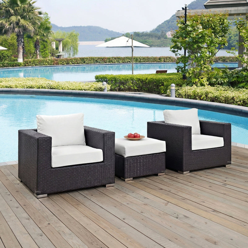 Cotta Outdoor Sofa Set 2 Single seater and 1 Ottoman (Brown + White)