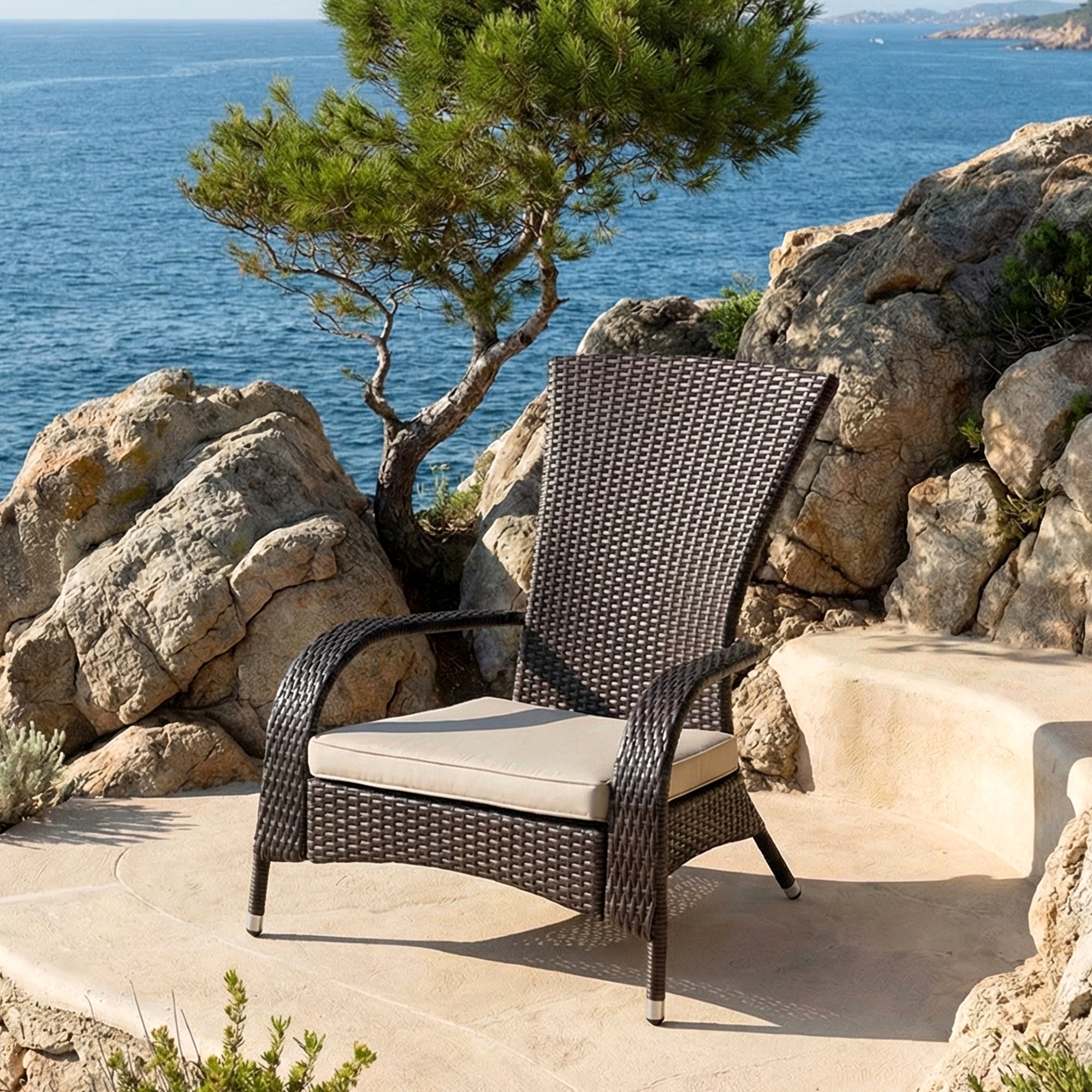 Vivero Outdoor Garden Balcony Single Seater Sofa (Brown)
