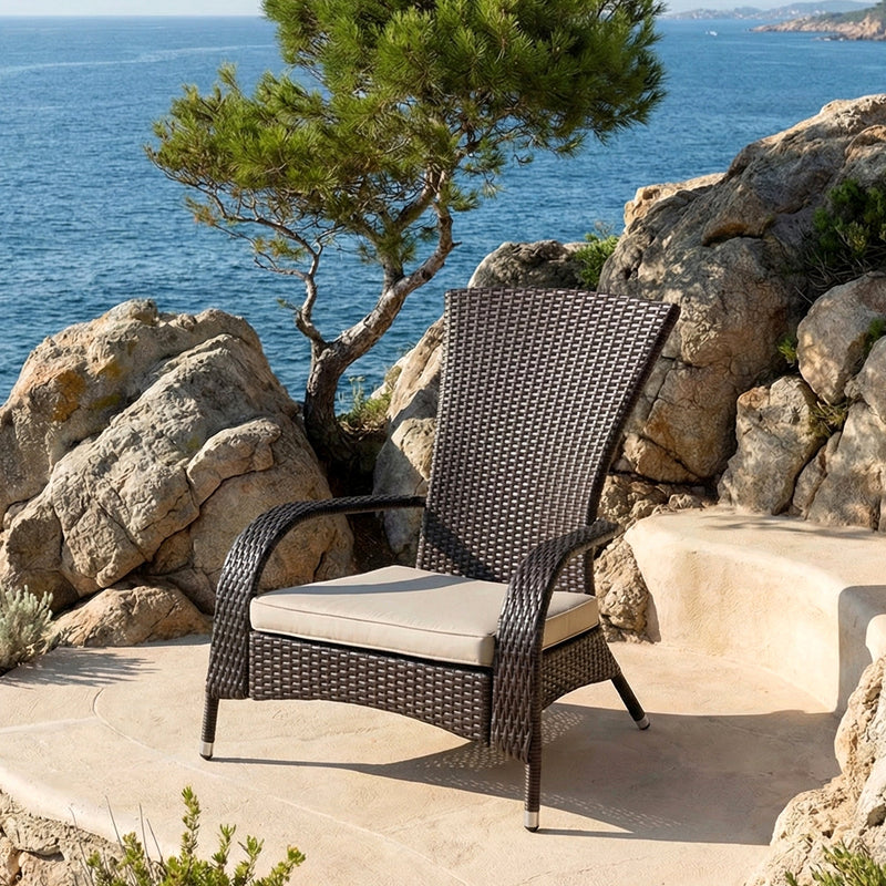 Vivero Outdoor Garden Balcony Single Seater Sofa (Brown)