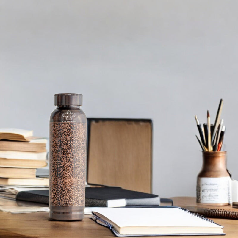 Pure Copper Bottle with Antique Embossed Design – 900 ML