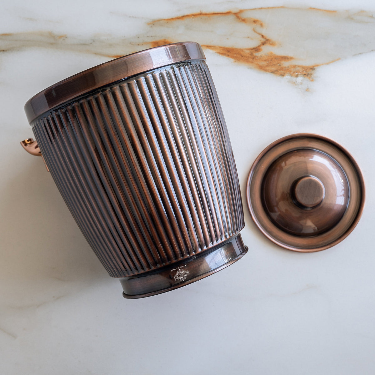 Copper Antique Brass Finish Barrel Design Water Pot 7000 ML with Tap & Lid