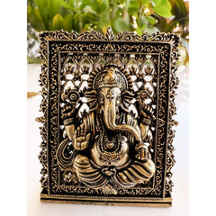 Pure Brass Miniature Ganesha Idol in Frame - 7.37 cm