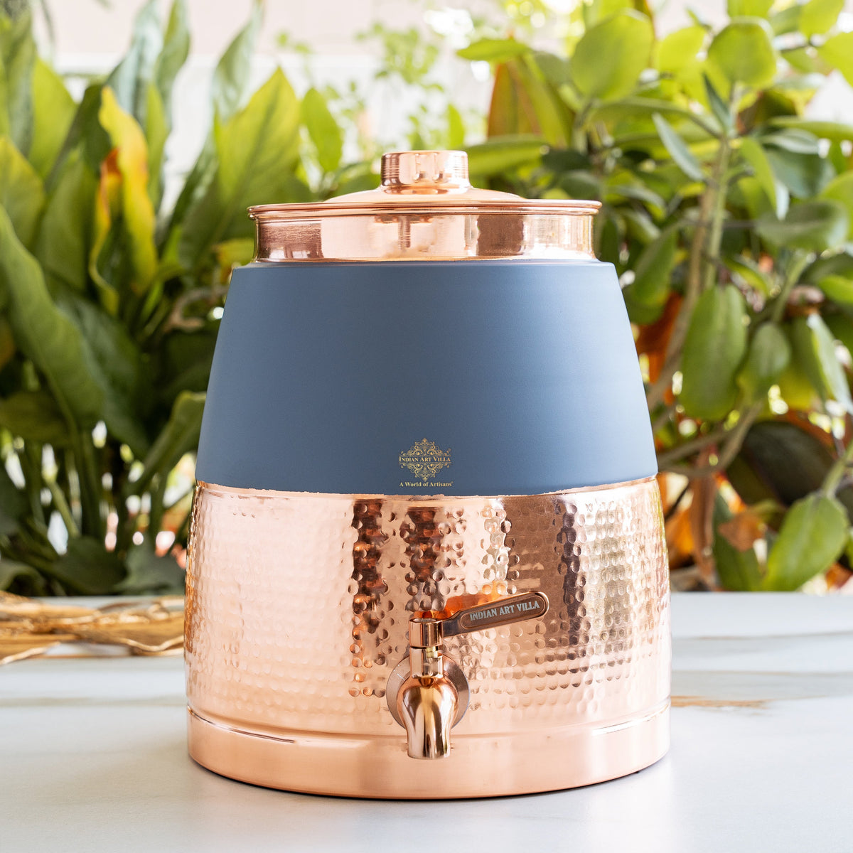Copper Water Pot with Hammered Design & Silk Finish 7000 ML