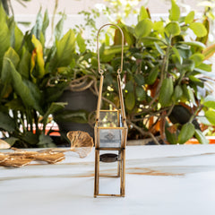 Brass & Glass Star Candle Stand with Handle- Decorative Accent