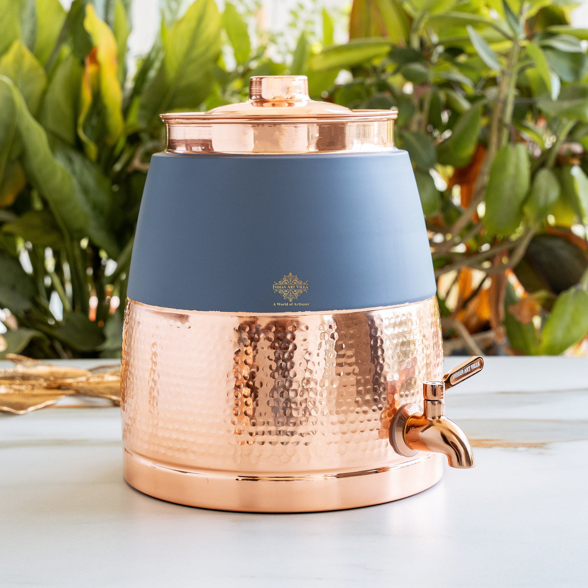 Copper Water Pot with Hammered Design & Silk Finish 7000 ML