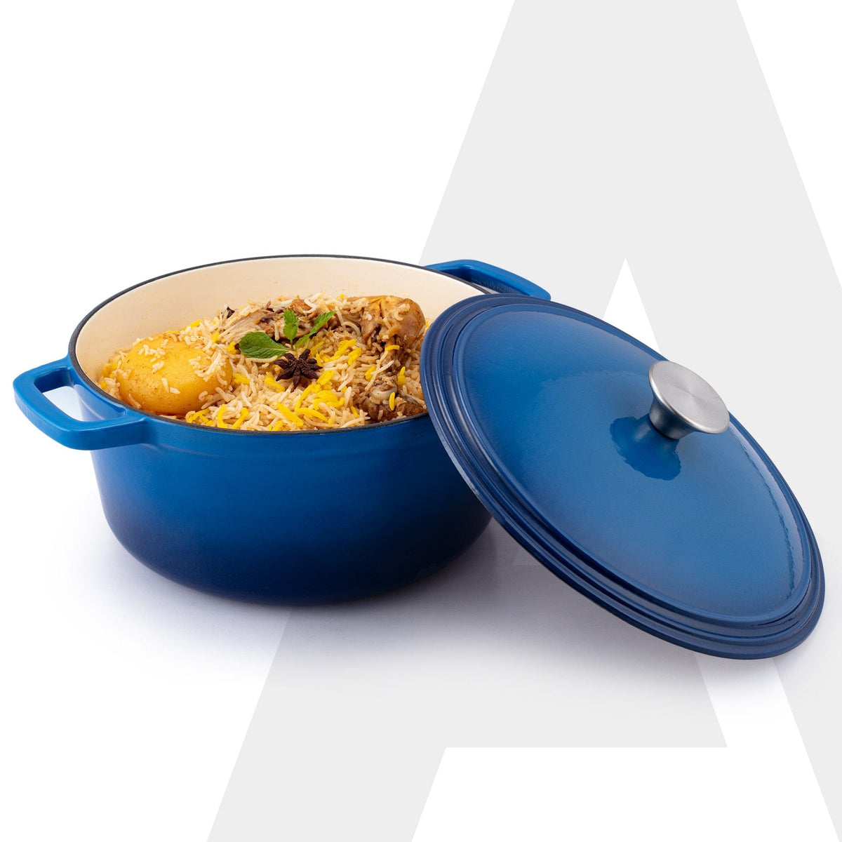 AGARO Royal Enamelled Cast Iron Casserole with Lid, Cooking Pot, No Chemical Coating, Fast Heat, Heavy Weight, Gas, Indu