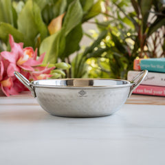 Steel Hammered Kadhai with Plain Handle
