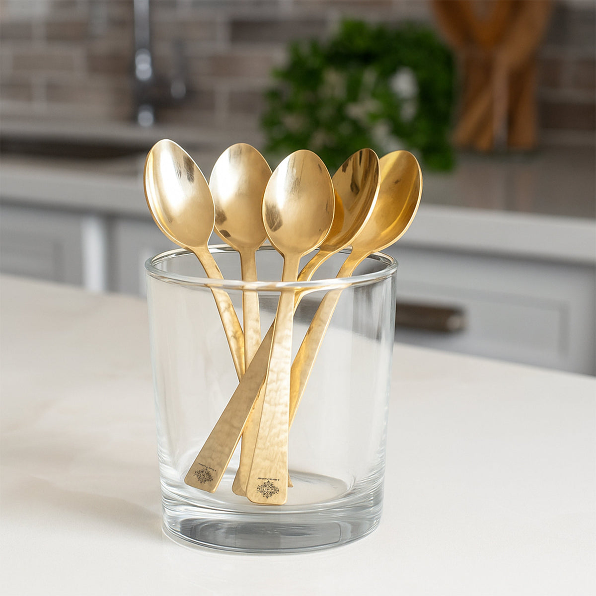 Pure Brass Hammered Design Spoon